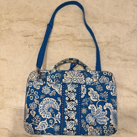 Vera Bradley BLUE LAGOON Hard Sided Laptop Portfolio Computer Case Messenger Bag - Picture 1 of 10